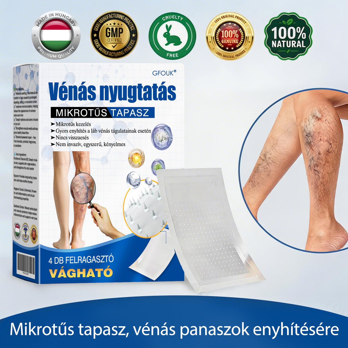 🇭🇺👨‍⚕️✅ GFOUK® VeinEase nano-mikrotűs tapasz a visszerek ápolására ⚡ Azonnali enyhülés, hosszú távú eredmények
