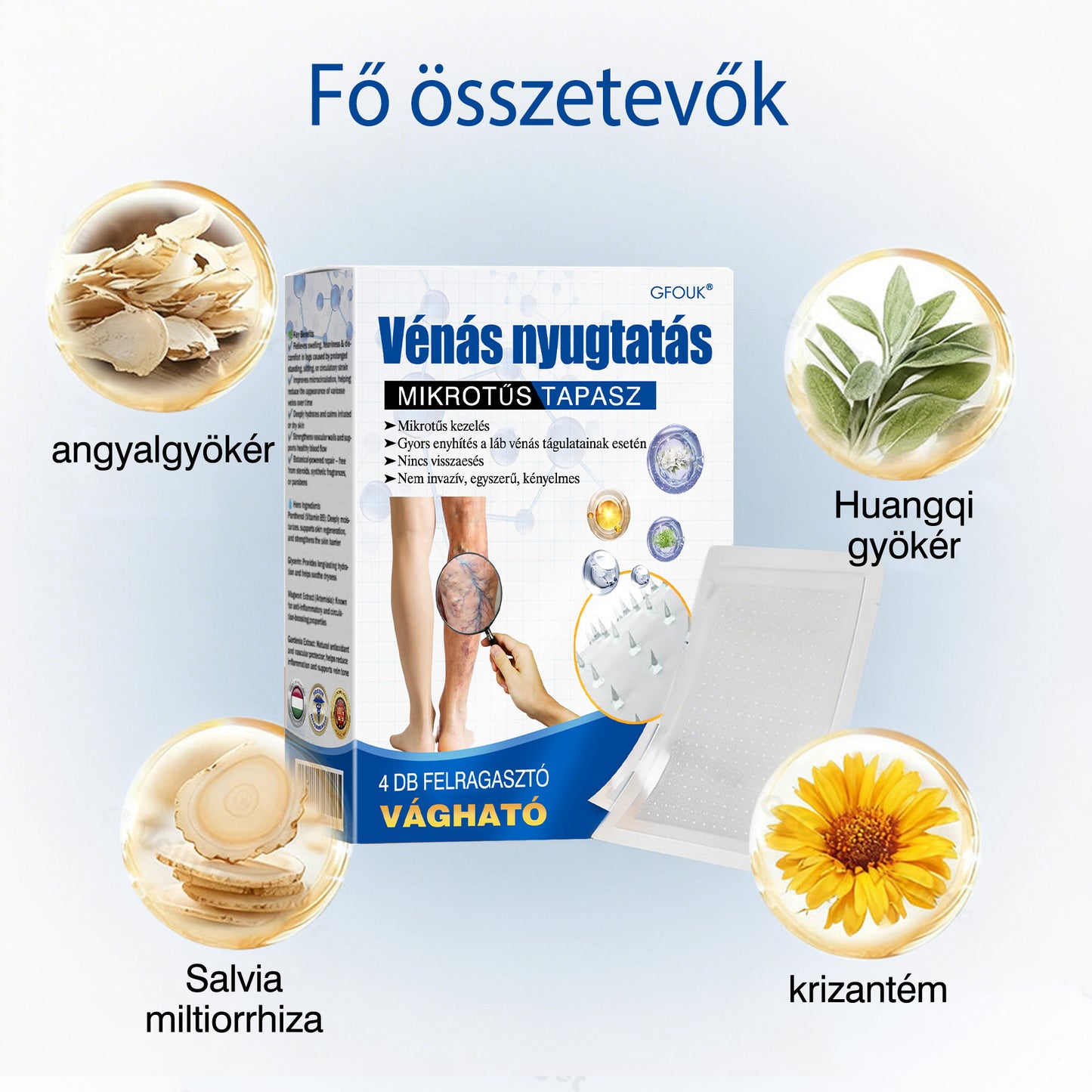 🇭🇺👨‍⚕️✅ GFOUK® VeinEase nano-mikrotűs tapasz a visszerek ápolására ⚡ Azonnali enyhülés, hosszú távú eredmények